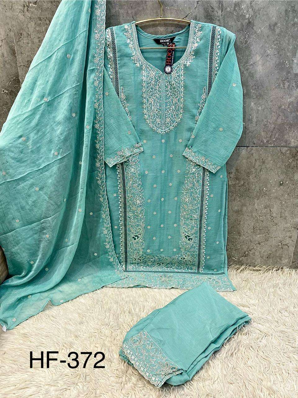 Hf 372 A To D Hoor Tex Chiffon Pakistani Readymade Suits Supplier Gujarat
