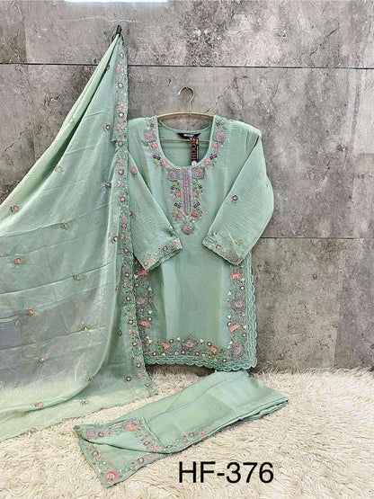 Hf 376 Hoor Tex Chiffon Pakistani Readymade Suits Wholesaler Gujarat