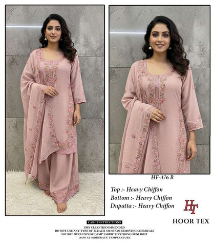 Hf 376 Hoor Tex Chiffon Pakistani Readymade Suits Wholesaler Gujarat