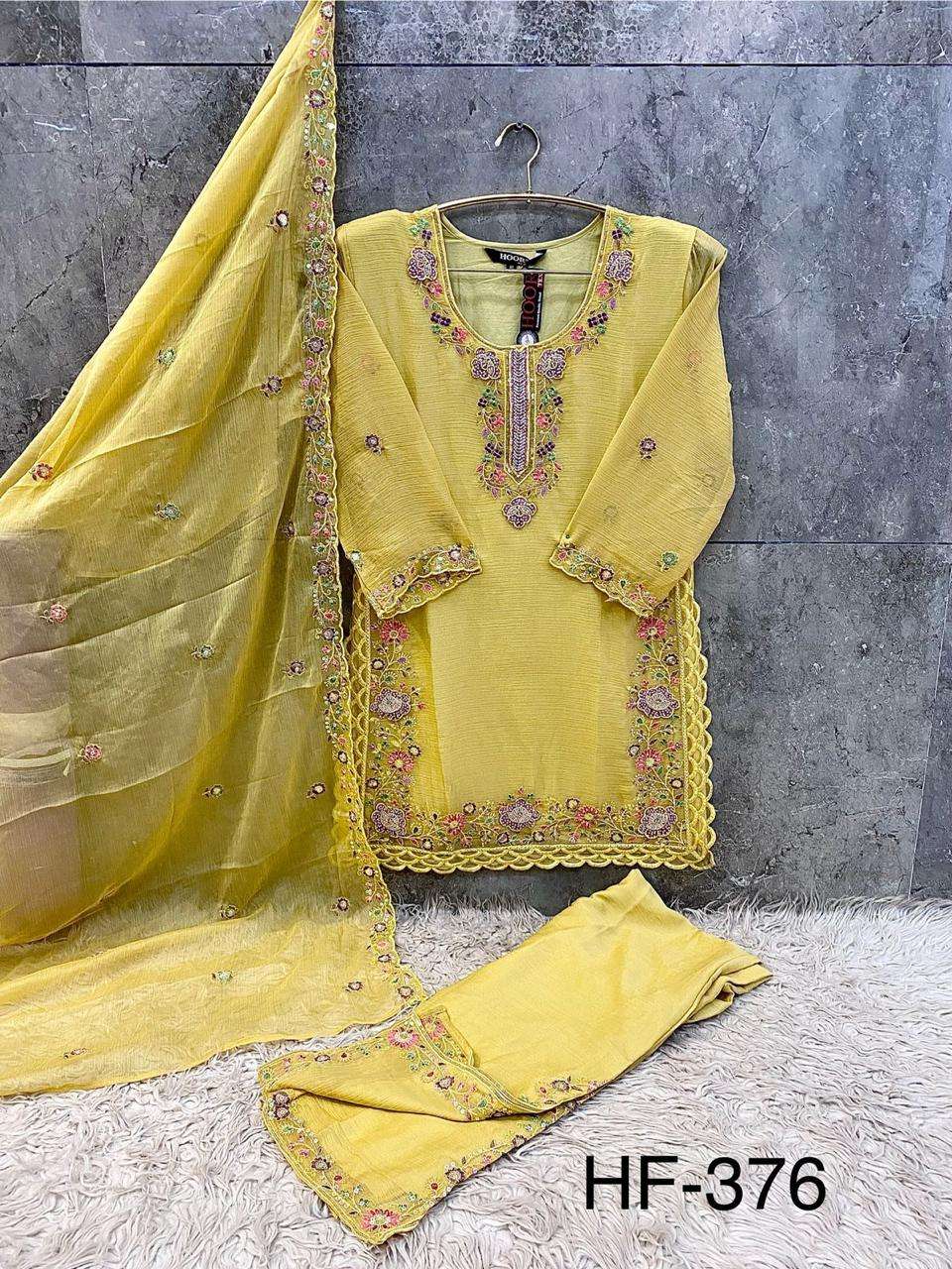 Hf 376 Hoor Tex Chiffon Pakistani Readymade Suits Wholesaler Gujarat