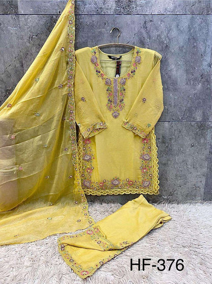 Hf 376 Hoor Tex Chiffon Pakistani Readymade Suits Wholesaler Gujarat