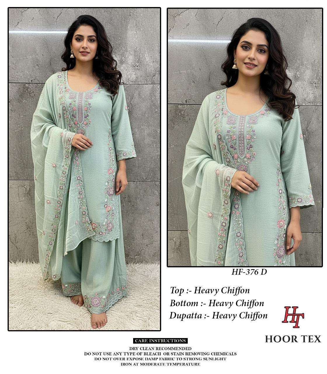 Hf 376 Hoor Tex Chiffon Pakistani Readymade Suits Wholesaler Gujarat