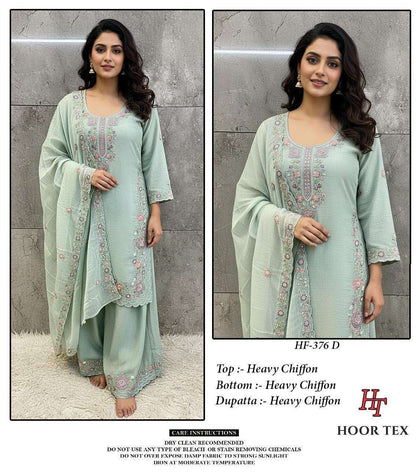 Hf 376 Hoor Tex Chiffon Pakistani Readymade Suits Wholesaler Gujarat