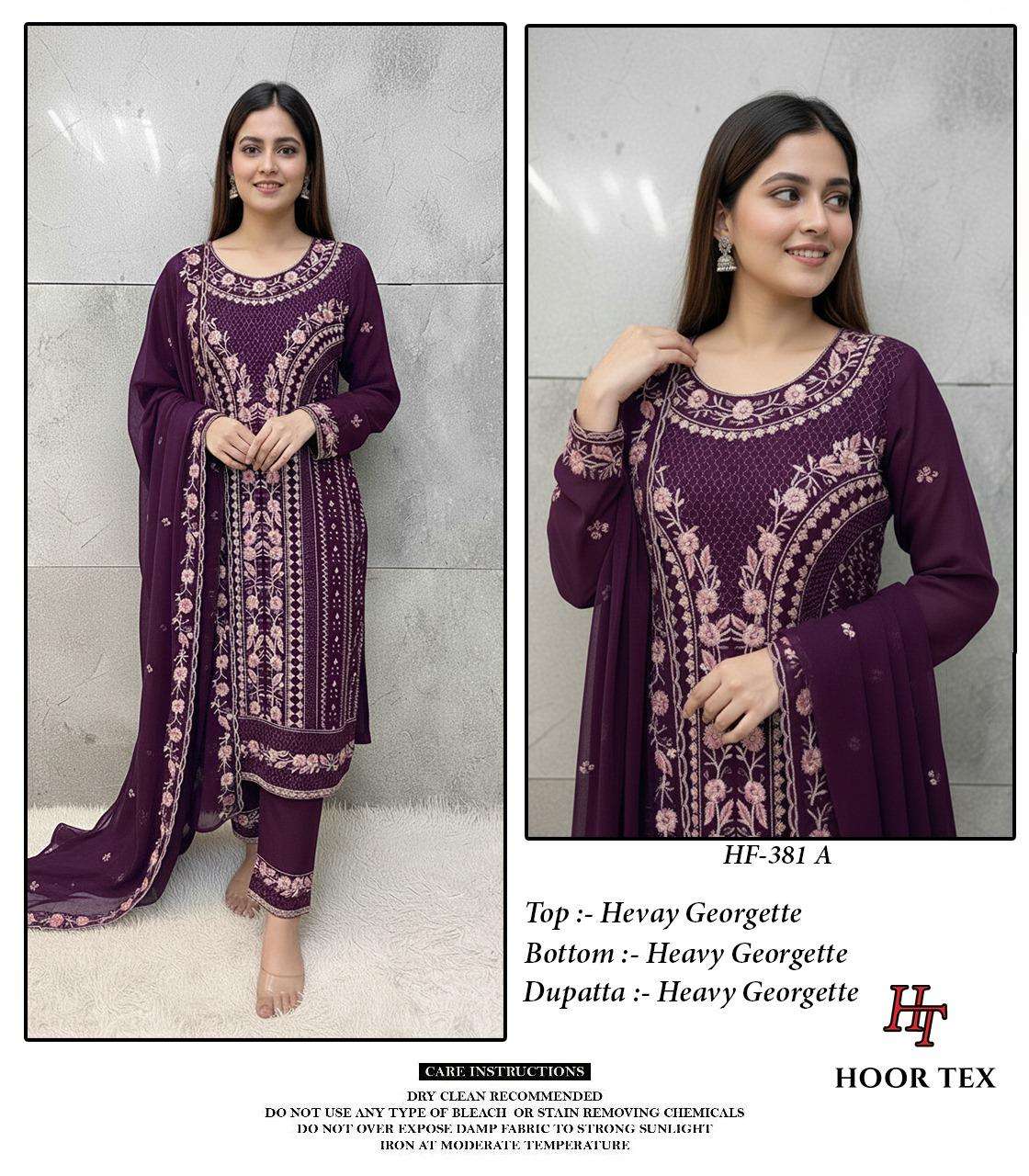 Hf 381 Hoor Tex Georgette Pakistani Readymade Suits Supplier Ahmedabad