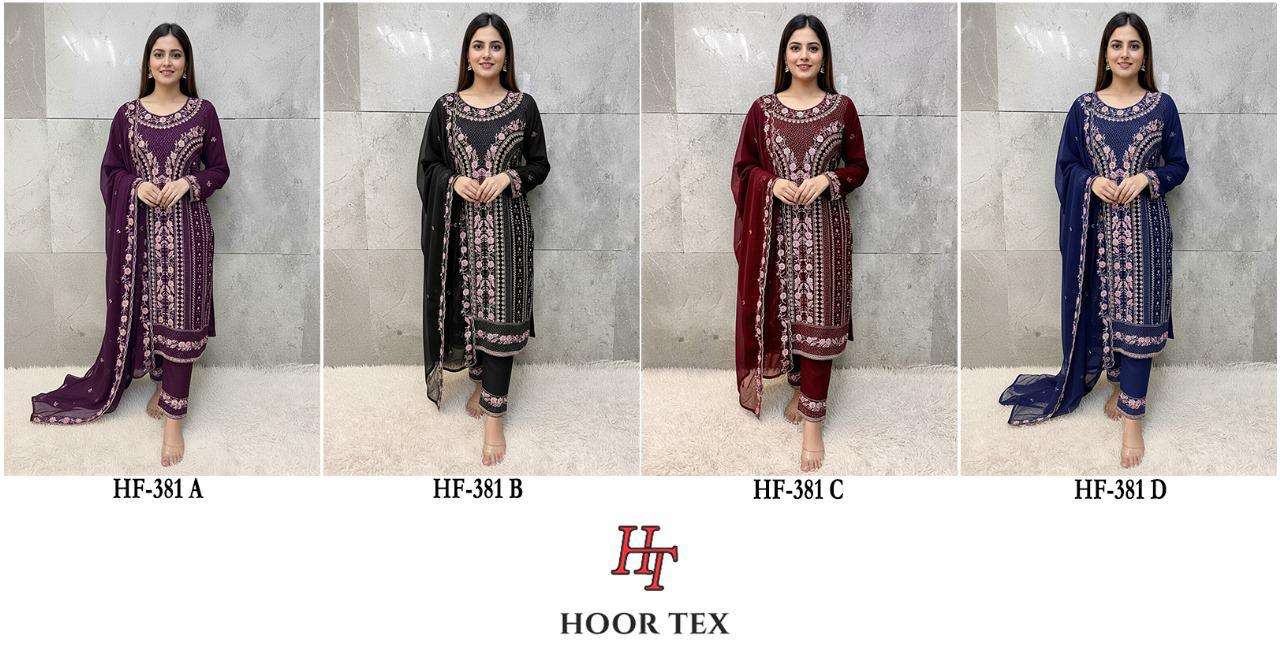 Hf 381 Hoor Tex Georgette Pakistani Readymade Suits Supplier Ahmedabad