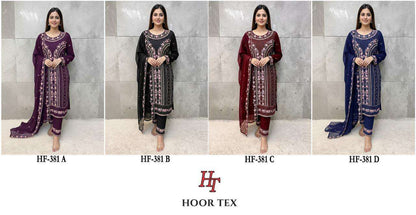 Hf 381 Hoor Tex Georgette Pakistani Readymade Suits Supplier Ahmedabad