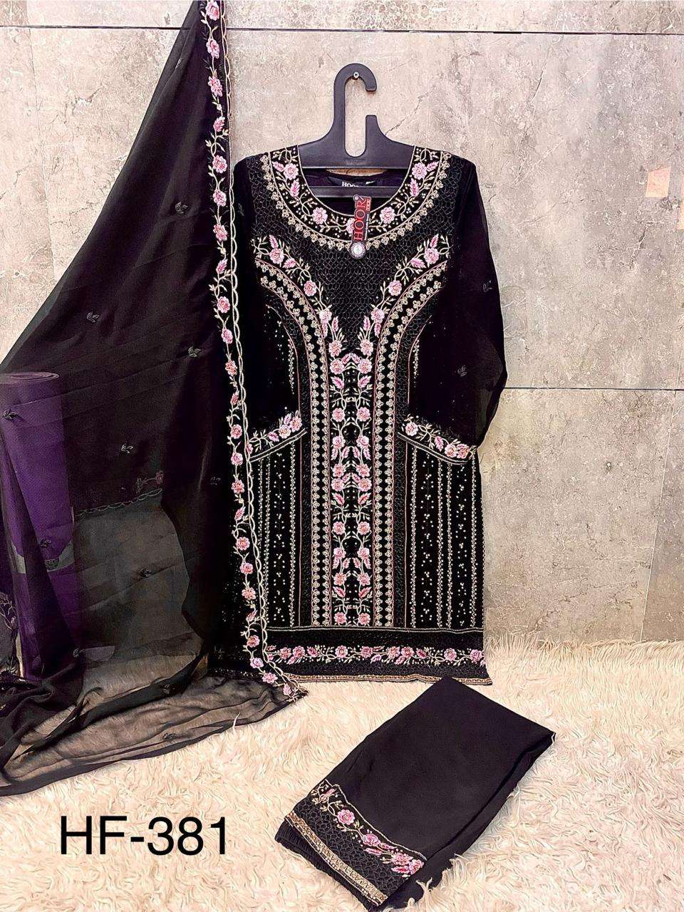 Hf 381 Hoor Tex Georgette Pakistani Readymade Suits Supplier Ahmedabad