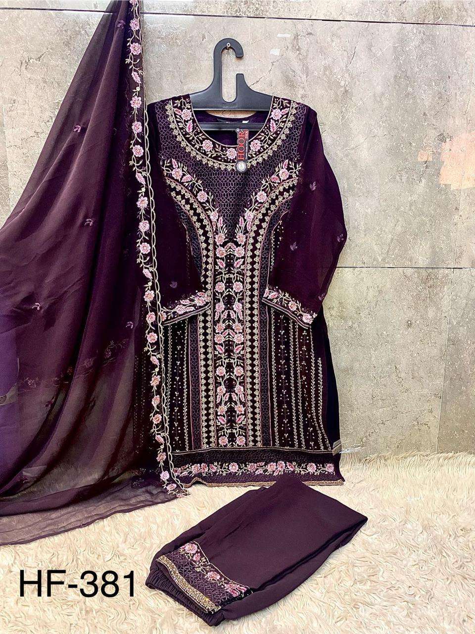 Hf 381 Hoor Tex Georgette Pakistani Readymade Suits Supplier Ahmedabad