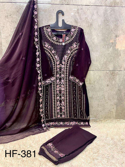 Hf 381 Hoor Tex Georgette Pakistani Readymade Suits Supplier Ahmedabad