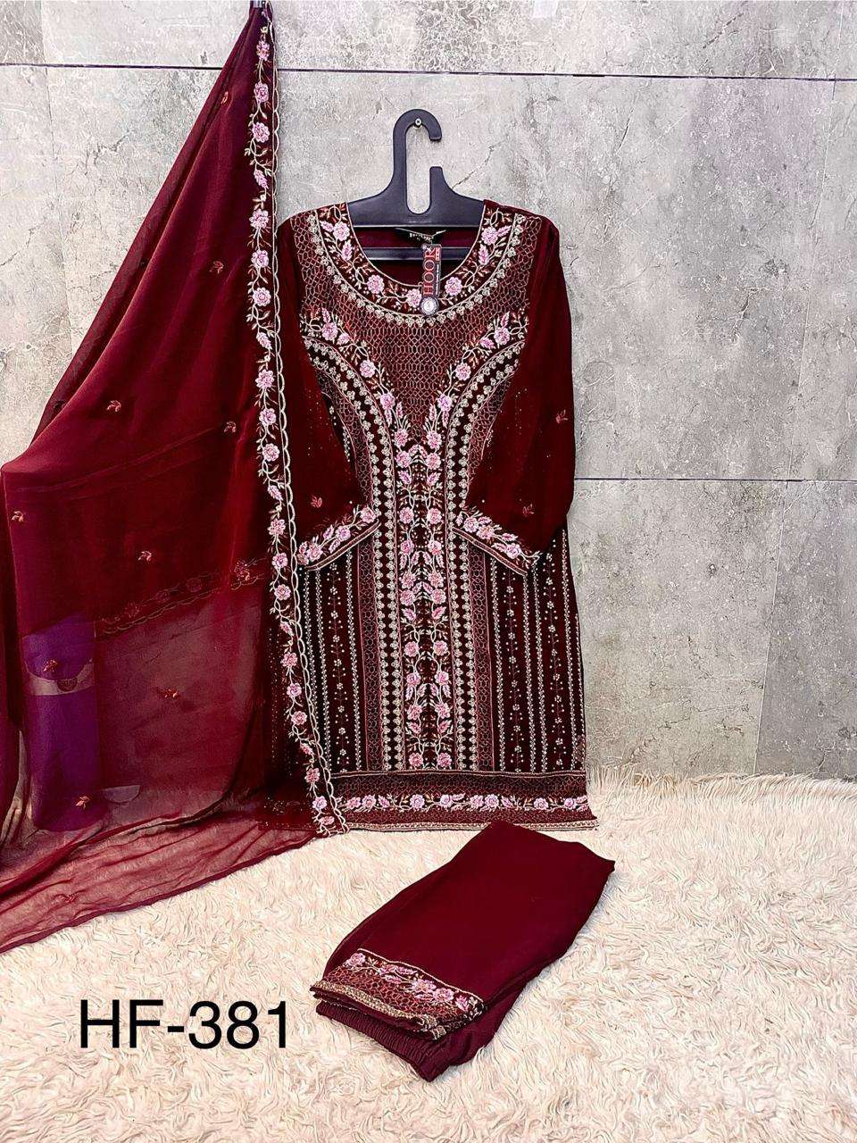 Hf 381 Hoor Tex Georgette Pakistani Readymade Suits Supplier Ahmedabad