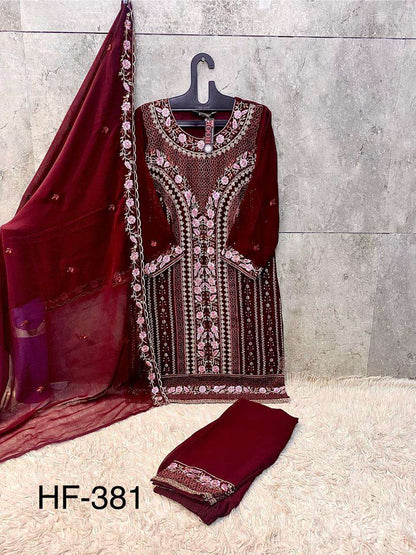 Hf 381 Hoor Tex Georgette Pakistani Readymade Suits Supplier Ahmedabad