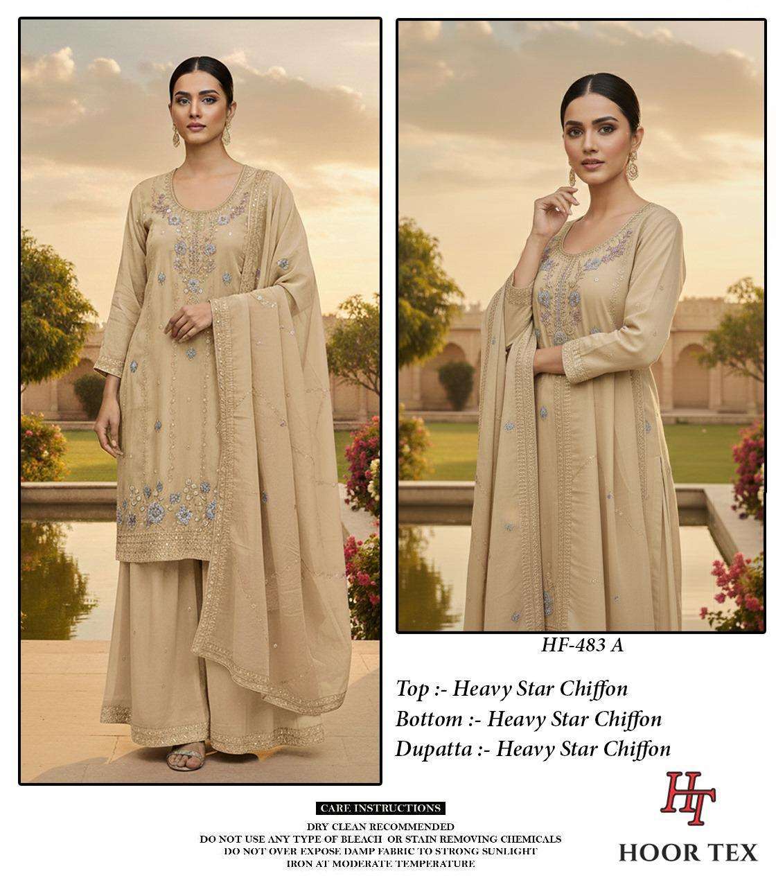 Hf 483 Hoor Tex Chiffon Pakistani Readymade Suits Supplier India