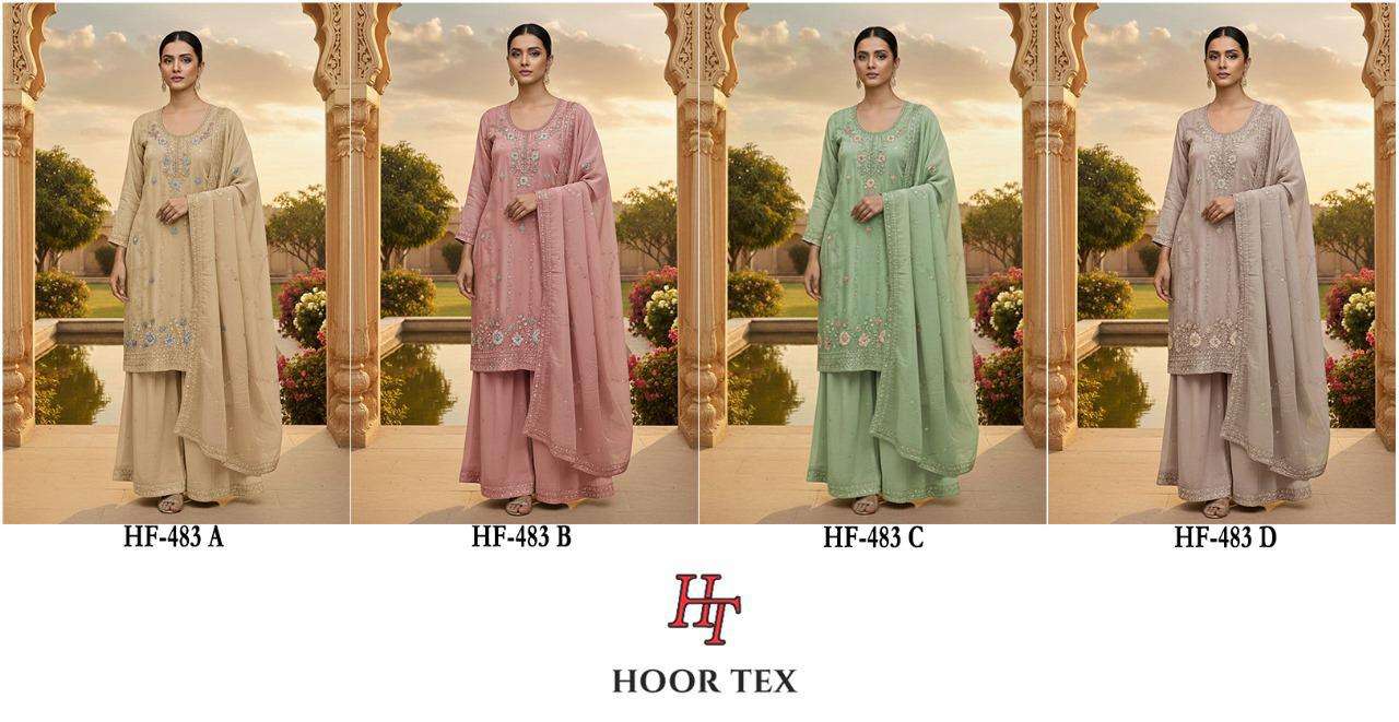 Hf 483 Hoor Tex Chiffon Pakistani Readymade Suits Supplier India