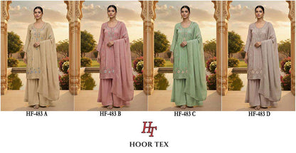 Hf 483 Hoor Tex Chiffon Pakistani Readymade Suits Supplier India