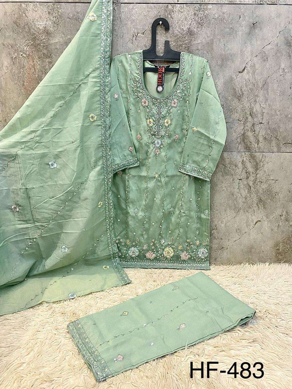 Hf 483 Hoor Tex Chiffon Pakistani Readymade Suits Supplier India