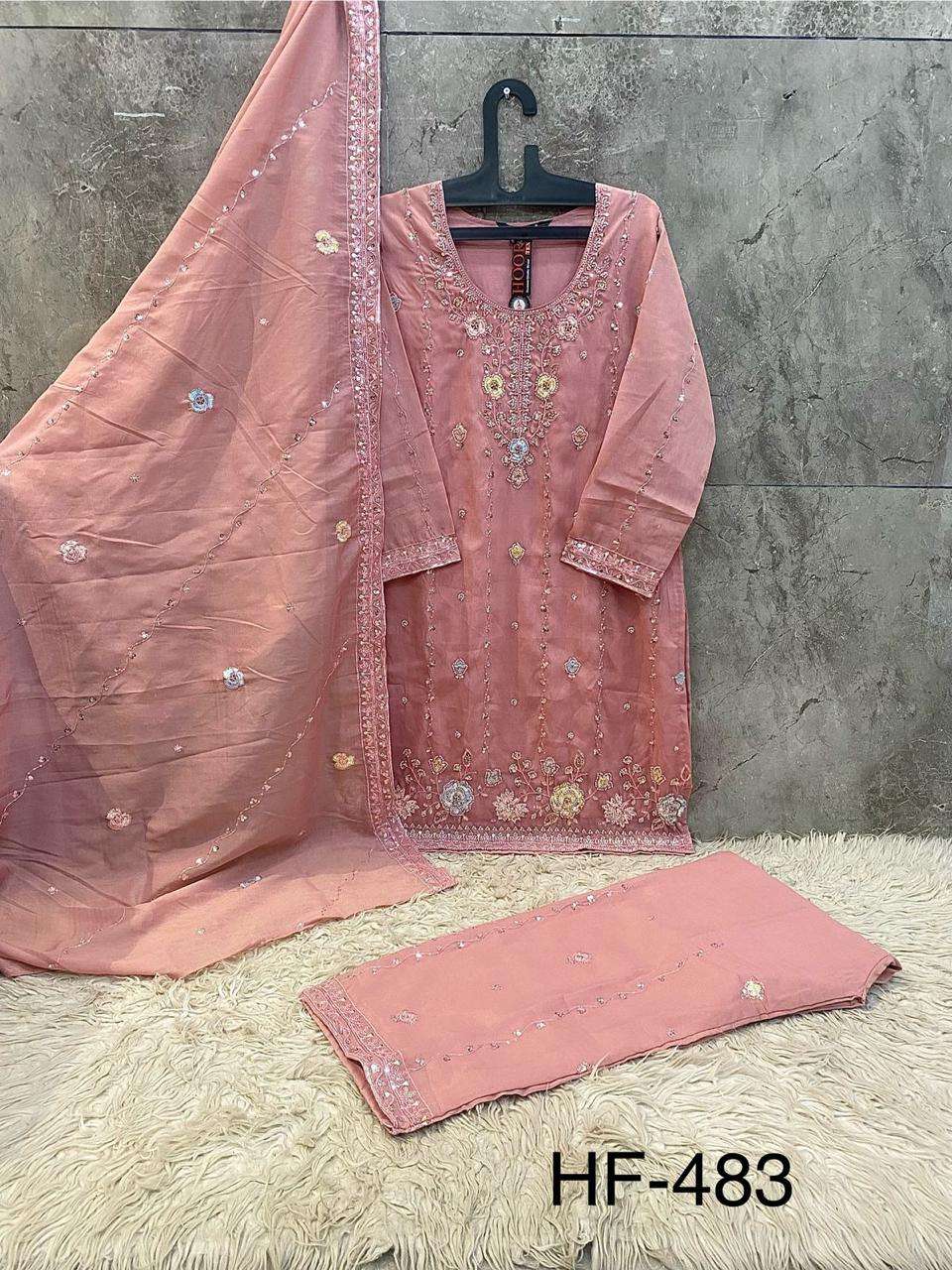 Hf 483 Hoor Tex Chiffon Pakistani Readymade Suits Supplier India