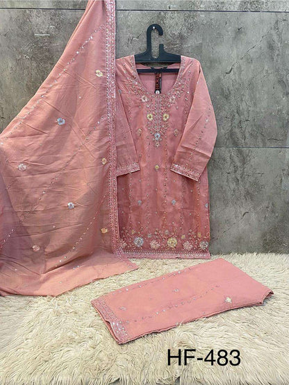 Hf 483 Hoor Tex Chiffon Pakistani Readymade Suits Supplier India