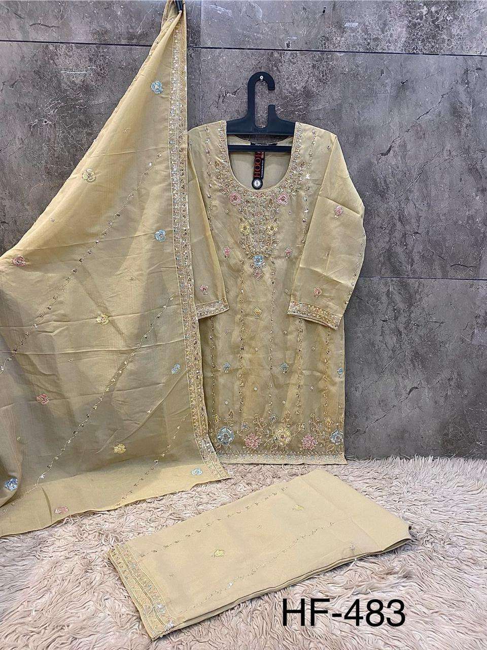 Hf 483 Hoor Tex Chiffon Pakistani Readymade Suits Supplier India