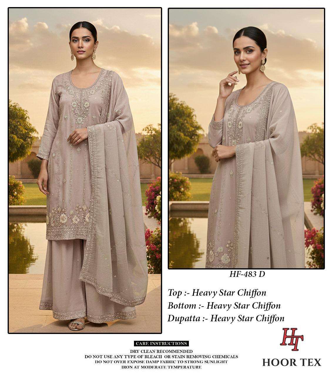 Hf 483 Hoor Tex Chiffon Pakistani Readymade Suits Supplier India
