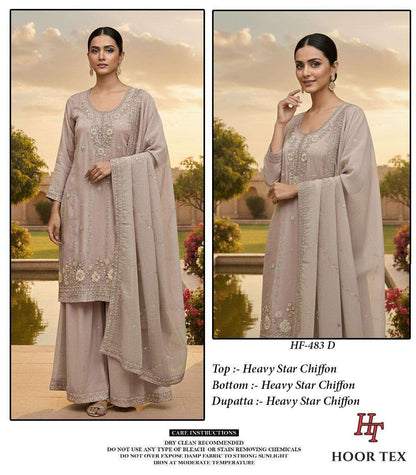 Hf 483 Hoor Tex Chiffon Pakistani Readymade Suits Supplier India