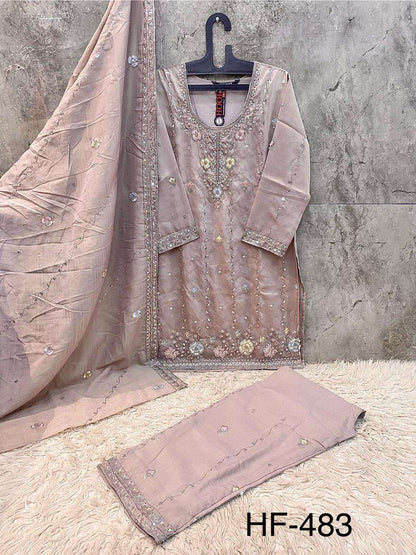 Hf 483 Hoor Tex Chiffon Pakistani Readymade Suits Supplier India
