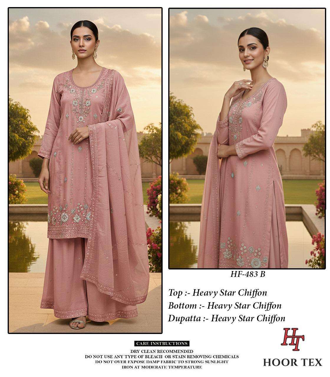 Hf 483 Hoor Tex Chiffon Pakistani Readymade Suits Supplier India