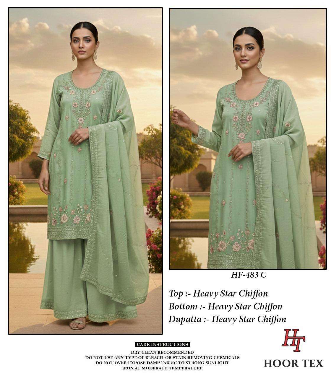 Hf 483 Hoor Tex Chiffon Pakistani Readymade Suits Supplier India