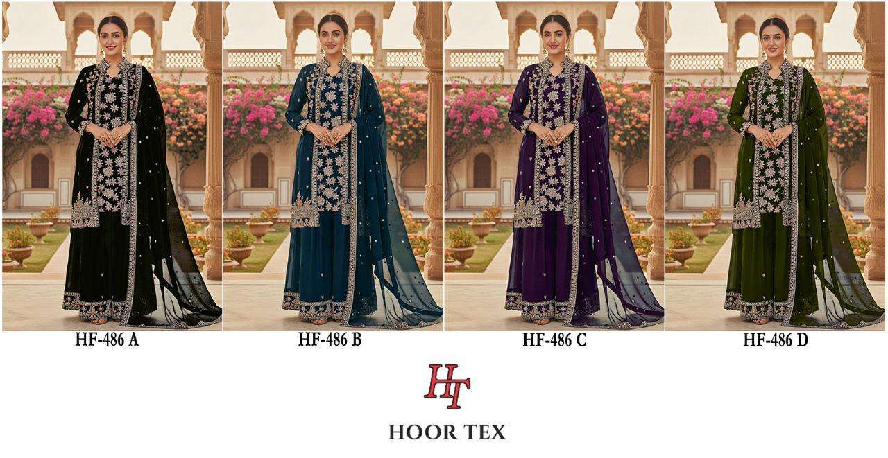 Hf 486 Hoor Tex Georgette Pakistani Readymade Suits Wholesale