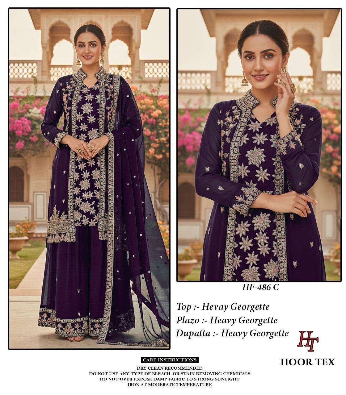 Hf 486 Hoor Tex Georgette Pakistani Readymade Suits Wholesale
