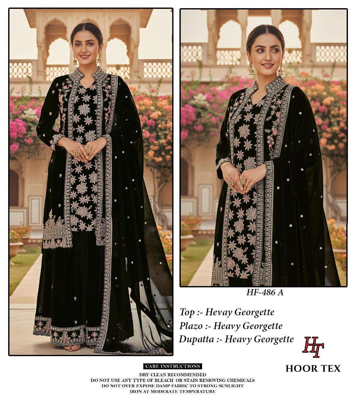 Hf 486 Hoor Tex Georgette Pakistani Readymade Suits Wholesale