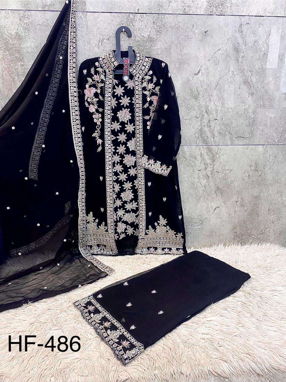 Hf 486 Hoor Tex Georgette Pakistani Readymade Suits Wholesale