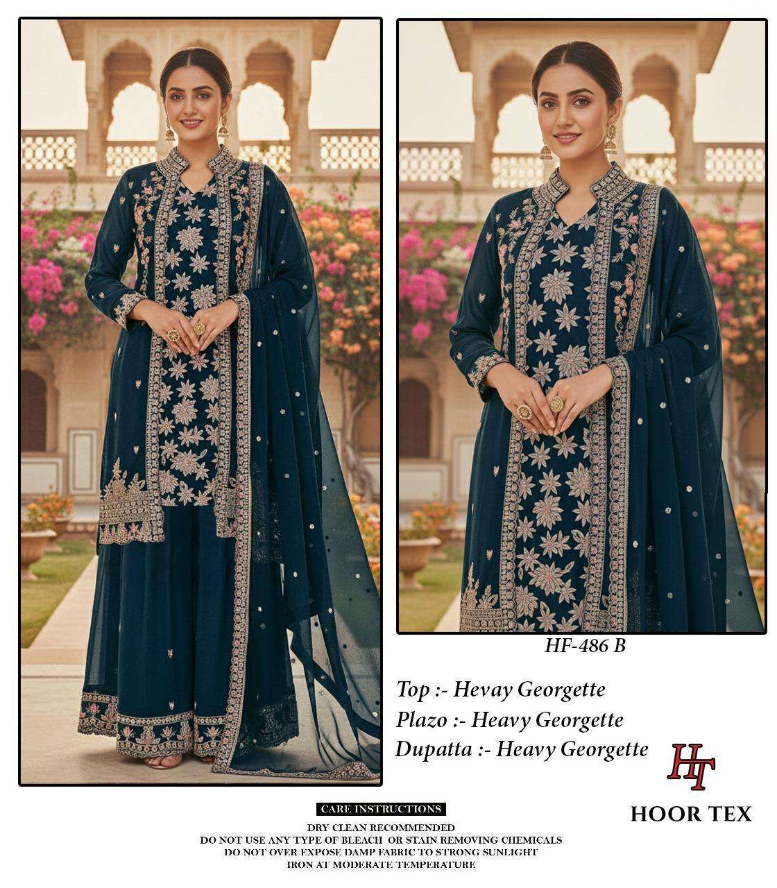 Hf 486 Hoor Tex Georgette Pakistani Readymade Suits Wholesale