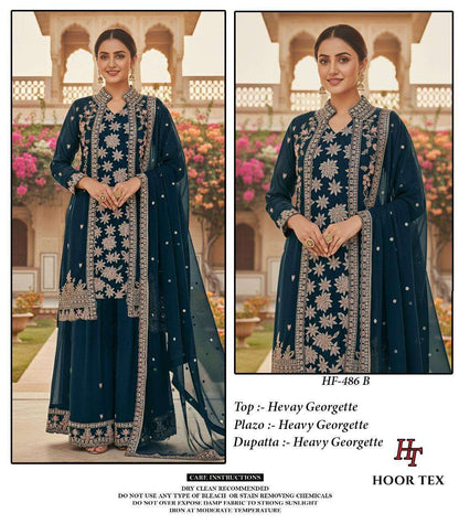 Hf 486 Hoor Tex Georgette Pakistani Readymade Suits Wholesale