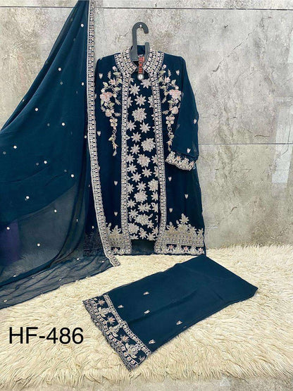 Hf 486 Hoor Tex Georgette Pakistani Readymade Suits Wholesale