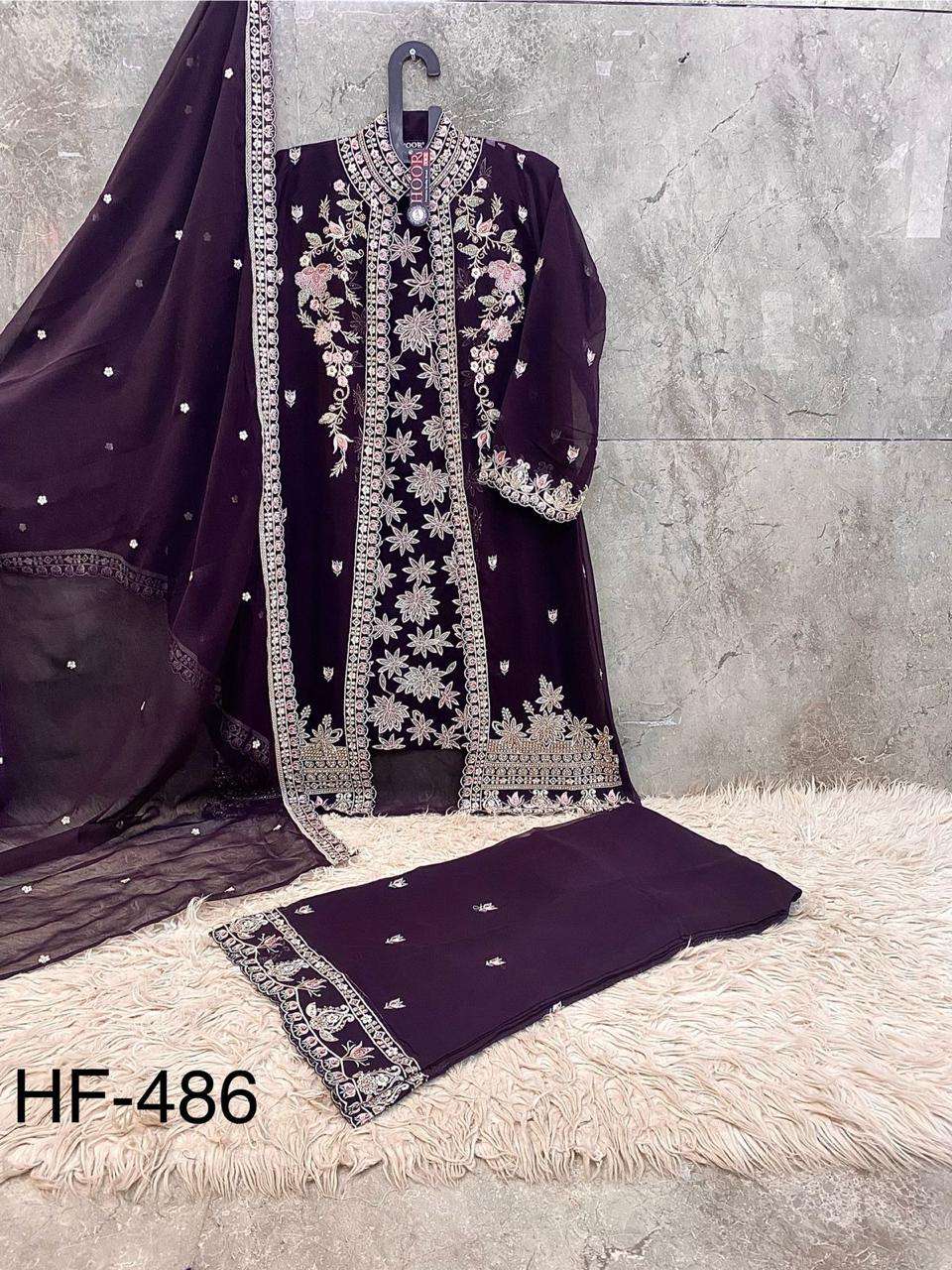Hf 486 Hoor Tex Georgette Pakistani Readymade Suits Wholesale