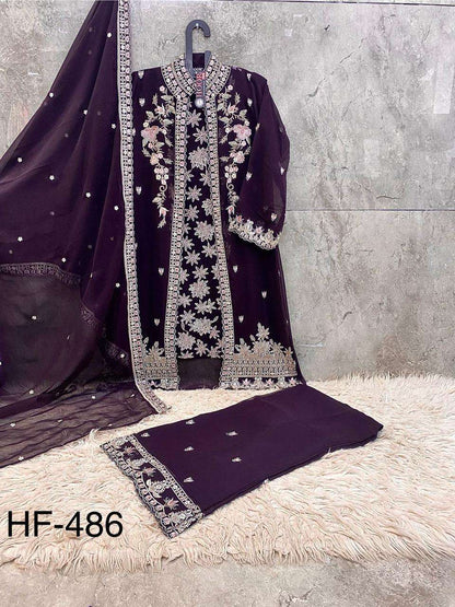 Hf 486 Hoor Tex Georgette Pakistani Readymade Suits Wholesale