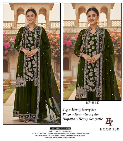 Hf 486 Hoor Tex Georgette Pakistani Readymade Suits Wholesale