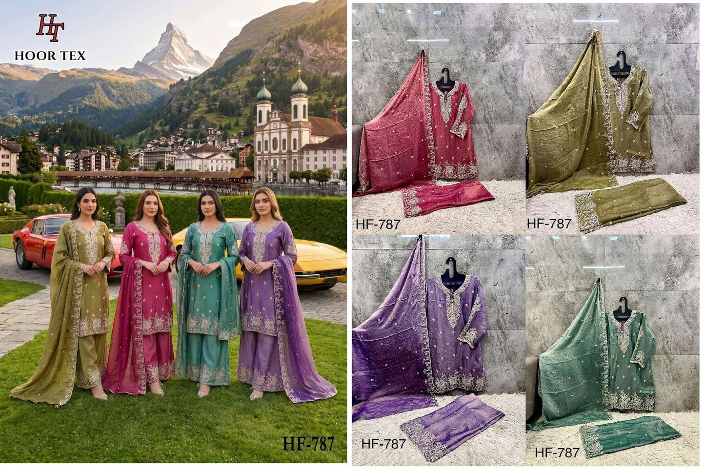 Hf 787 Hoor Tex Silk Pakistani Readymade Suits Exporter India