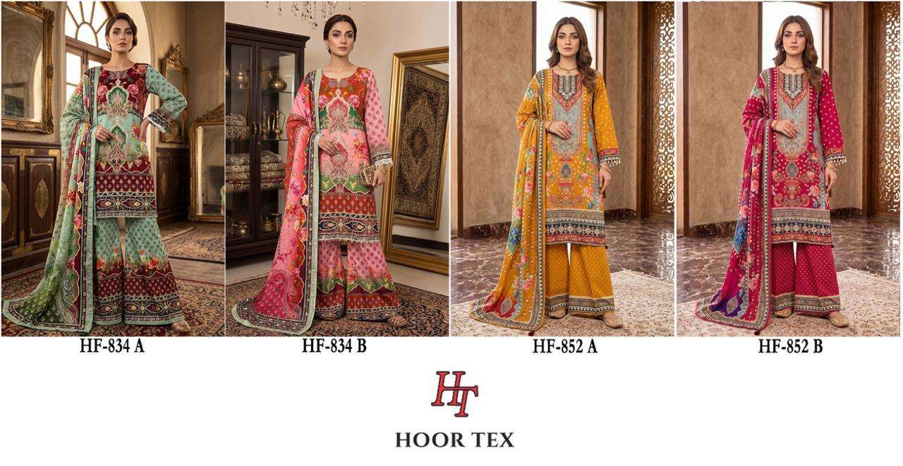 Hf 834-852 Hoor Tex Muslin Pakistani Readymade Suits Wholesaler