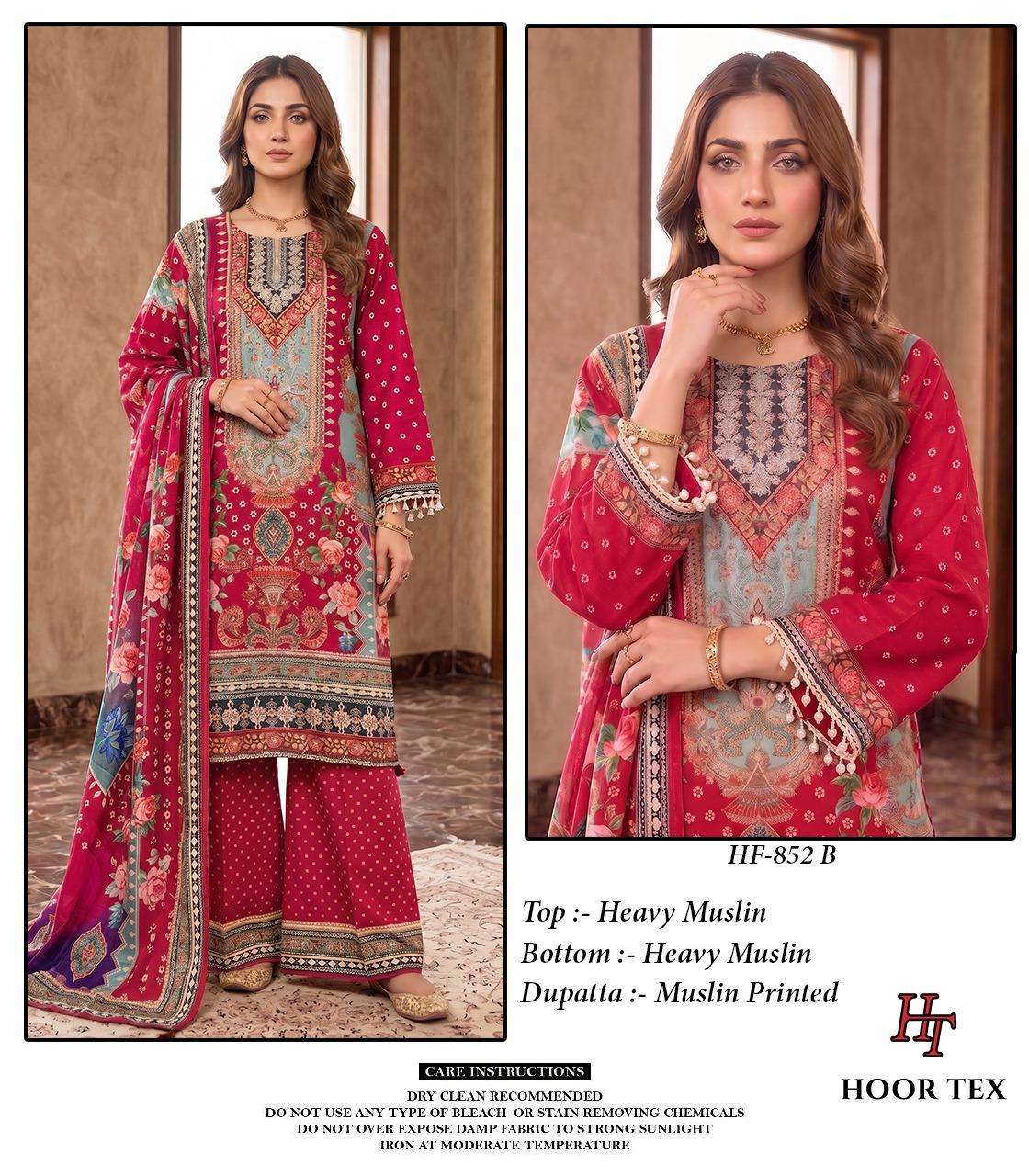 Hf 834-852 Hoor Tex Muslin Pakistani Readymade Suits Wholesaler