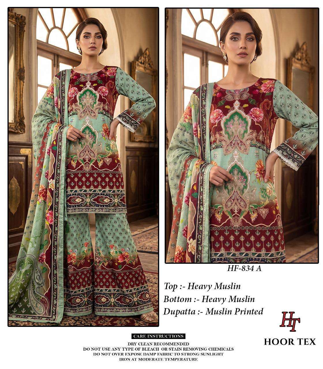 Hf 834-852 Hoor Tex Muslin Pakistani Readymade Suits Wholesaler