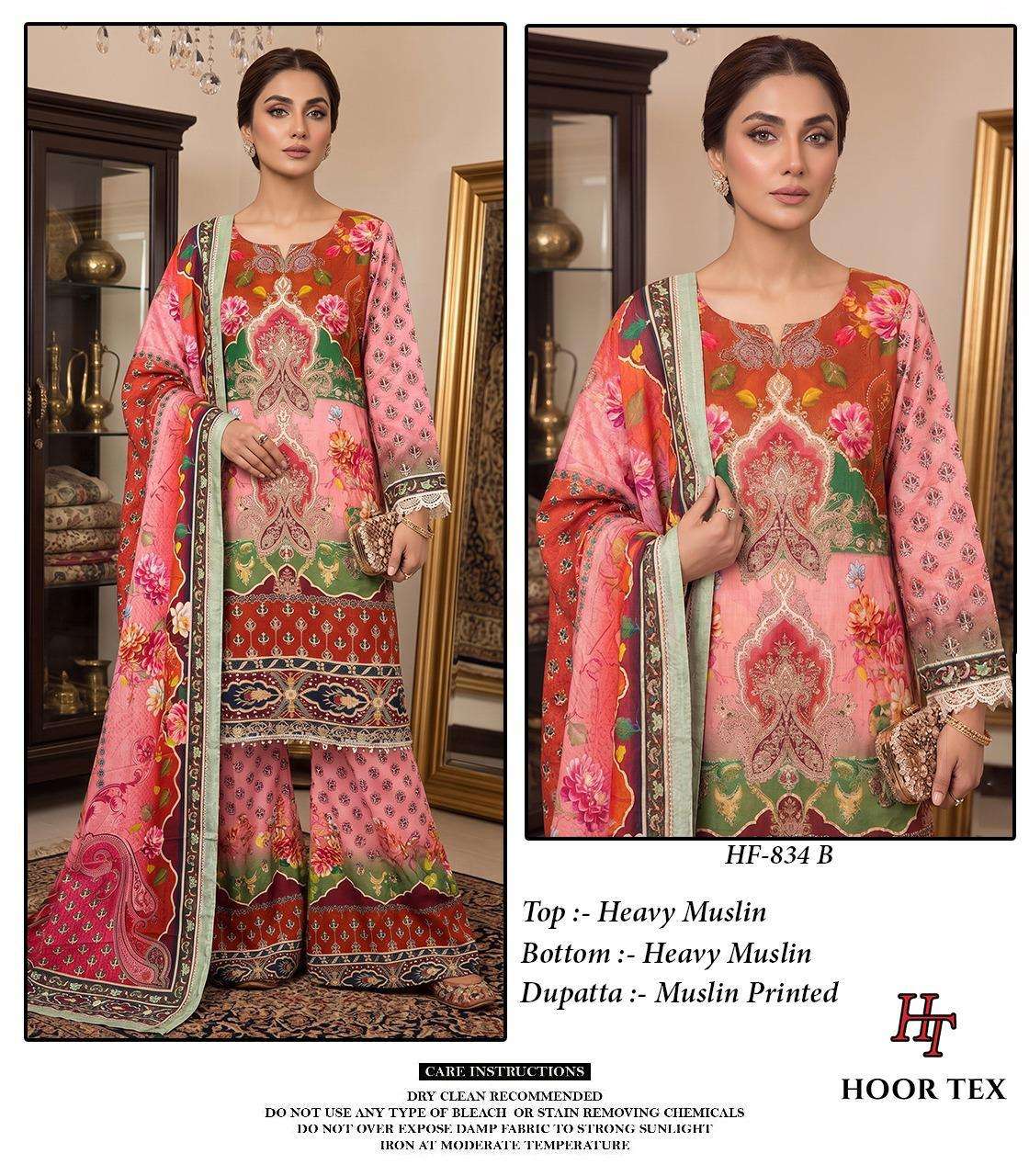 Hf 834-852 Hoor Tex Muslin Pakistani Readymade Suits Wholesaler