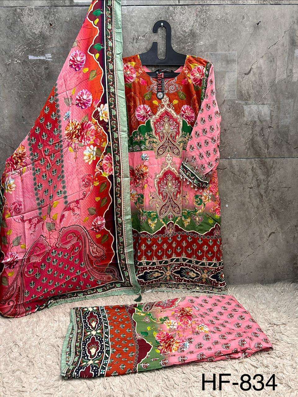 Hf 834-852 Hoor Tex Muslin Pakistani Readymade Suits Wholesaler