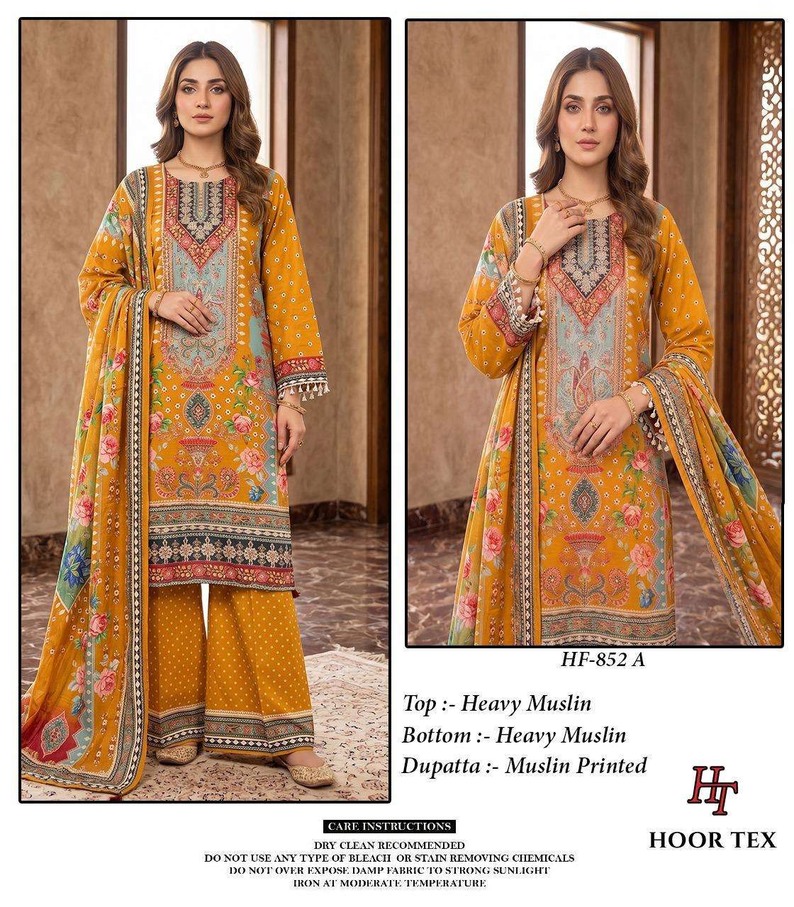 Hf 834-852 Hoor Tex Muslin Pakistani Readymade Suits Wholesaler