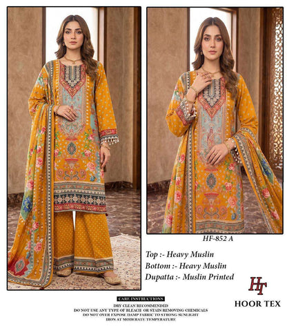 Hf 834-852 Hoor Tex Muslin Pakistani Readymade Suits Wholesaler