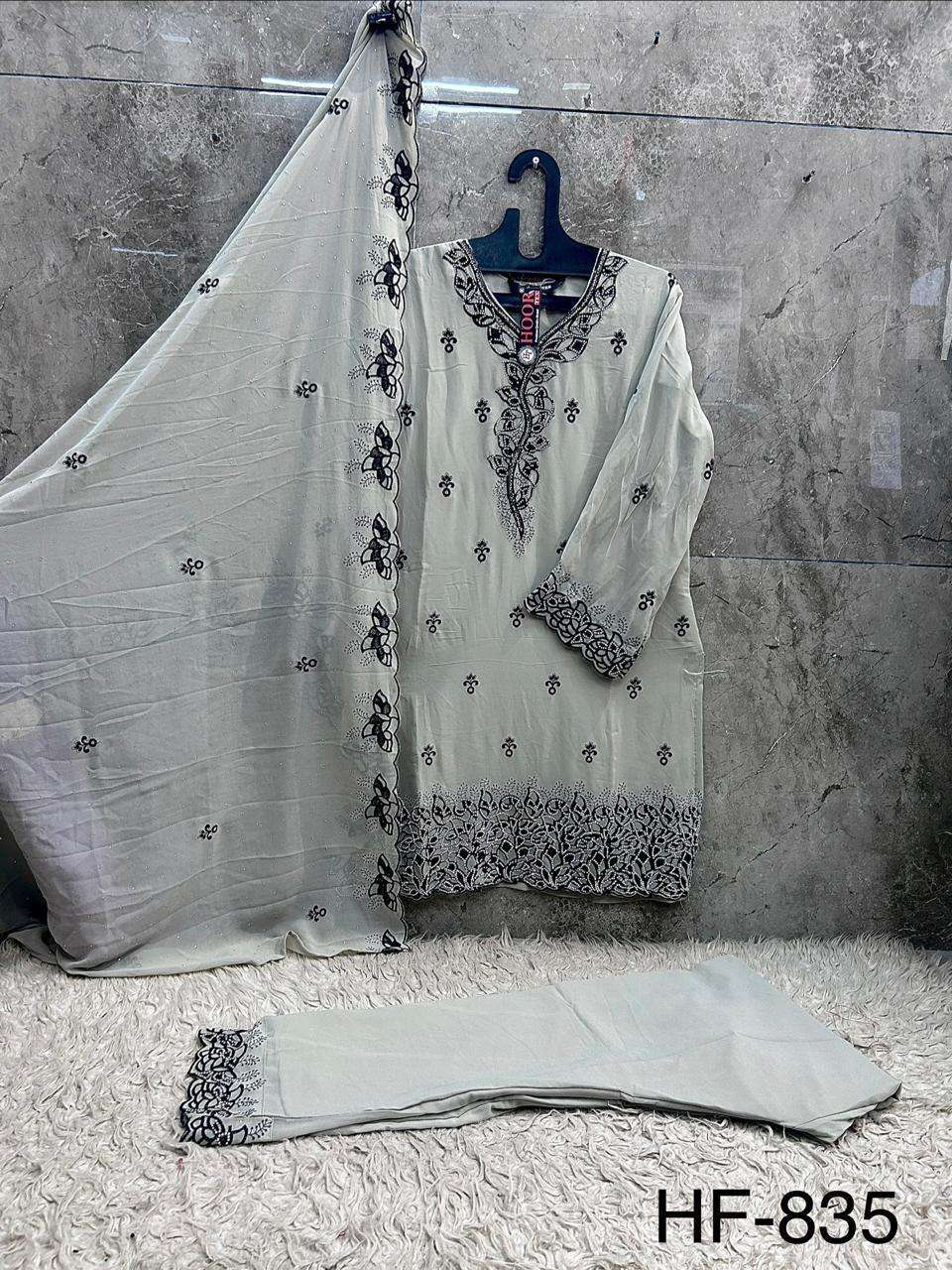 Hf 835 Hoor Tex Georgette Pakistani Readymade Suits Supplier India