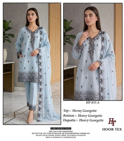 Hf 835 Hoor Tex Georgette Pakistani Readymade Suits Supplier India
