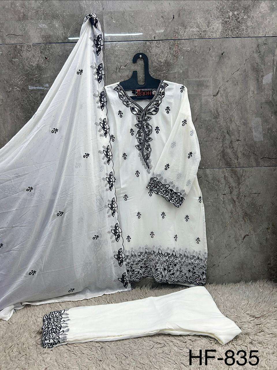 Hf 835 Hoor Tex Georgette Pakistani Readymade Suits Supplier India