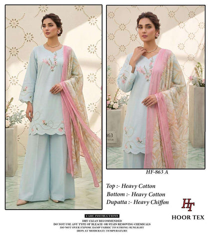 Hf 863 Hoor Tex Cotton Pakistani Readymade Suits Wholesale Rate