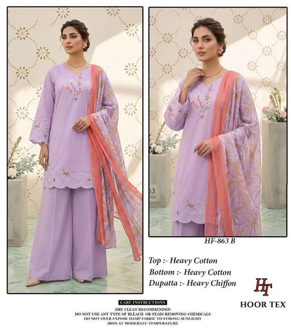 Hf 863 Hoor Tex Cotton Pakistani Readymade Suits Wholesale Rate
